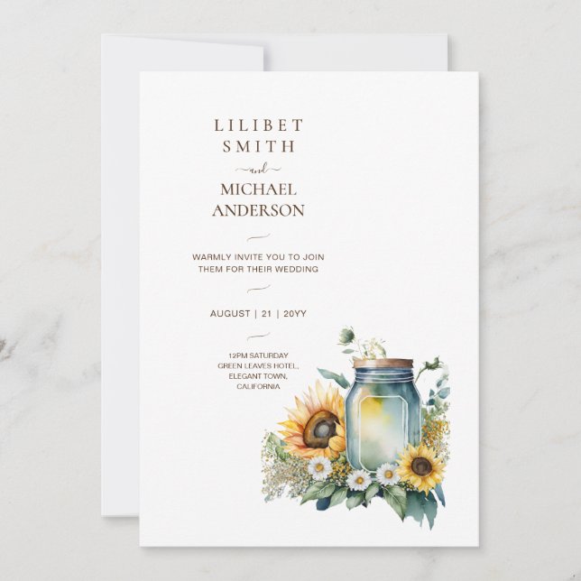 Invitation Mariage classique Anniversaire Baby shower retrait (Devant)