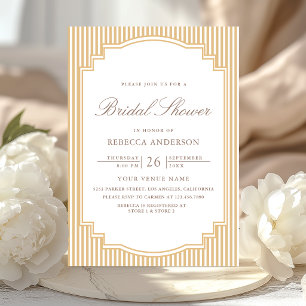 Invitation Mariage classique beige bronzé rayé photo douche