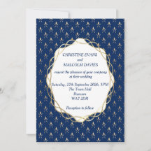 Mariage classique bleu et or