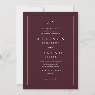 Invitation Mariage Classique Bourgogne