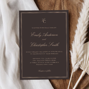 Invitation Mariage Classique Brun Élégant