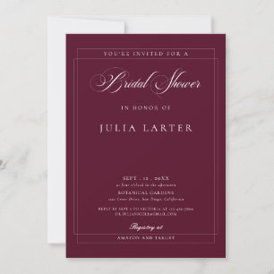 Invitation Mariage classique burgundy calligraphie ivoire
