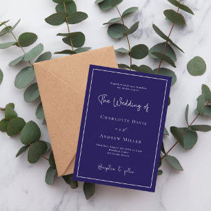 Invitation Mariage classique classique bleu foncé