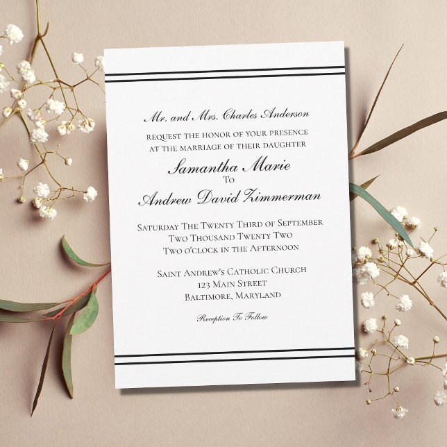 Invitation Mariage classique classique classique élégant (Créateur téléchargé)