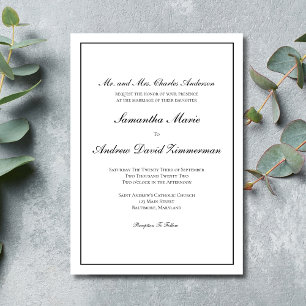 Invitation Mariage classique classique classique élégant