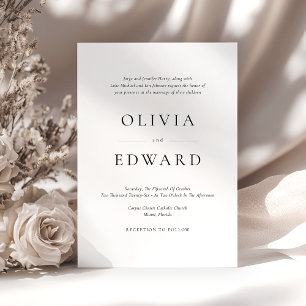 Invitation Mariage classique classique noir blanc