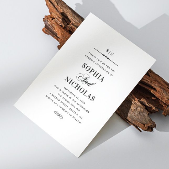 Invitation Mariage classique classique noir et blanc (Créateur téléchargé)