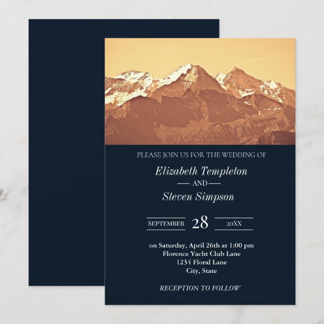 Invitation Mariage classique de la marine russe moderne de mo (Devant / Derrière)
