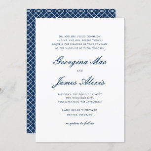 Invitation Mariage classique de la Navy Blue Bold Script