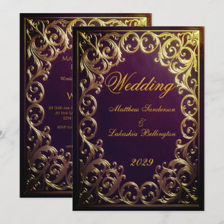 Invitation Mariage Classique de Mariage Or Bourru