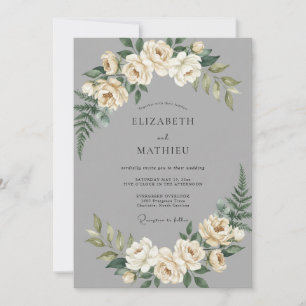 Invitation Mariage Classique Distingué Gris