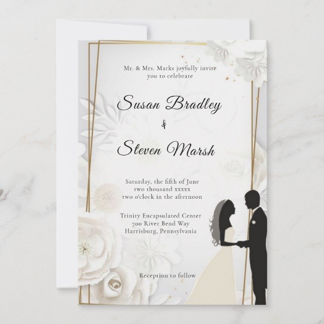 Invitation Mariage classique élégant, (Devant)