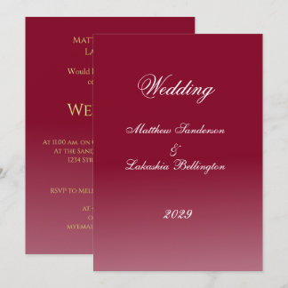 Invitation Mariage classique gothique Plum Noir soir ou nuit
