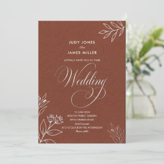 Invitation mariage classique minimal simple rustique en terre