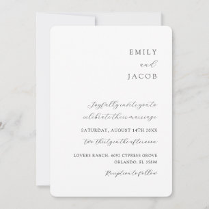 Invitation Mariage classique minimaliste moderne noir et blan