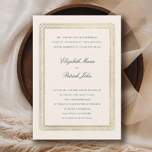 Invitation Mariage Classique Moderne Formel Doré Lys Crème