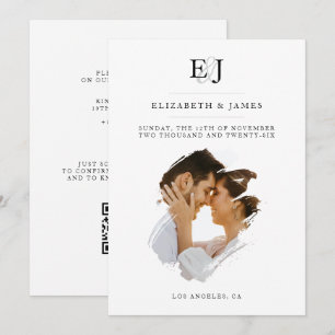 Invitation Mariage Classique Monogramme de Couple Élégant