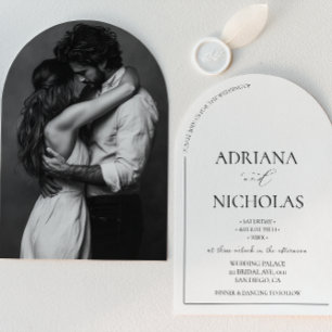 Invitation Mariage Classique Noir & Blanc Simple Arche En For