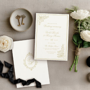 Invitation Mariage Classique Romantique Vintage de la Régence