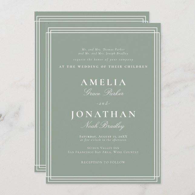 Invitation Mariage classique simple (Devant / Derrière)