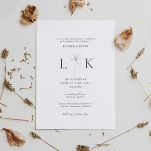 Invitation Mariage classique simple fleur illustrée