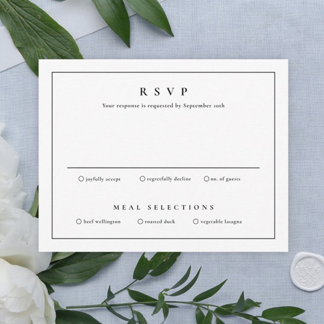 Invitation Mariage classique simple propre élégant (Simple Typographic Wedding RSVP Card.)