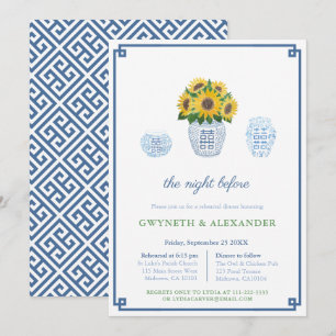 Invitation Mariage classique tournesol répétition et dîner