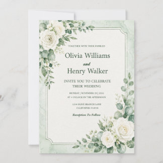 Invitation Mariage Classique Vert Menthe