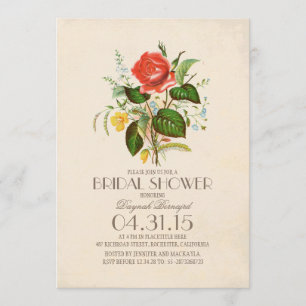 Invitation mariage classique vintage avec fleurs à l'aquarell