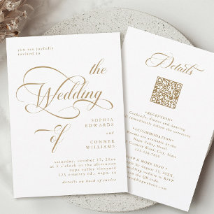 Invitation Mariage Classy Élégant Or tout en un
