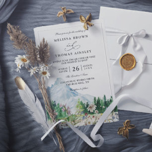 Invitation Mariage Code QR Bohème Fleur Sauvage Montagne Rust