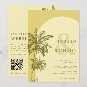Invitation Mariage Code QR Boho Plage Palmier Jaune