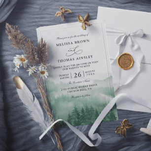 Invitation Mariage Code QR Budget Arbre Rustique Forêt de Mon