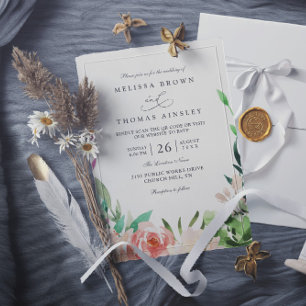Invitation Mariage code QR coloré rustique jardin vibrant