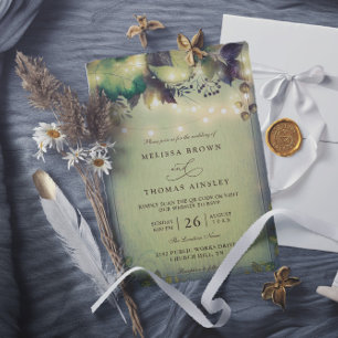 Invitation Mariage Code QR de Guirlandes Lumineuses de Grange