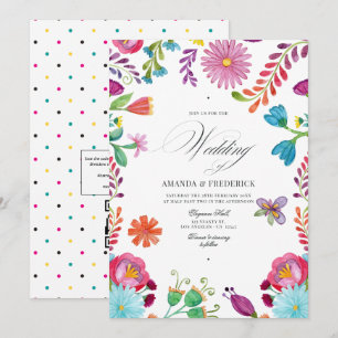 Invitation Mariage Code QR de la Fiesta Mexicaine Florale Aqu