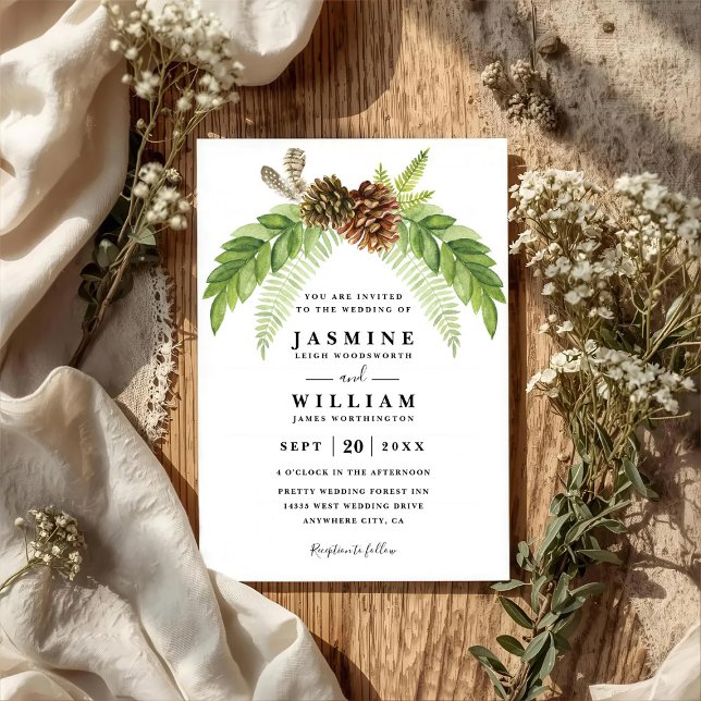 Invitation Mariage Code QR Élégant Moderne Rustique Verdure (Créateur téléchargé)