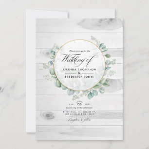 Invitation Mariage Code QR Eucalyptus Grange de Campagne Rust