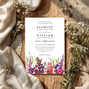Invitation Mariage Code QR Floral Fleurs Sauvages Peintes à l