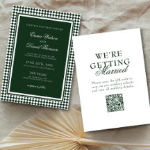 Mariage Code QR Frontière Arlequin Vert Émeraude