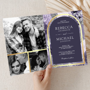 Invitation Mariage Code QR Heather Violet Floral Arch