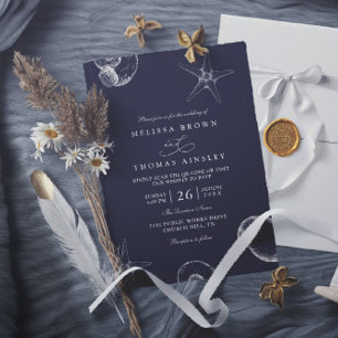 Invitation Mariage code QR plage mer au-delà du récif