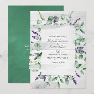 Invitation Mariage code QR RSVP Eucalyptus Lavande Verdure