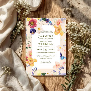 Invitation Mariage Code QR Rustique Arche Fleurie Fleurs des 