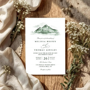 Invitation Mariage Code QR Rustique Épinette Forêt Montagneus