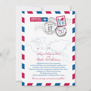 Invitation Mariage Coeur de l'Airmail du New Jersey et de l'I