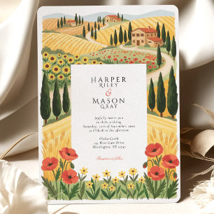 Invitation Mariage Collines Ensoleillées Campagne Toscane Rus