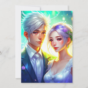 Invitation Mariage coloré Anime Couple