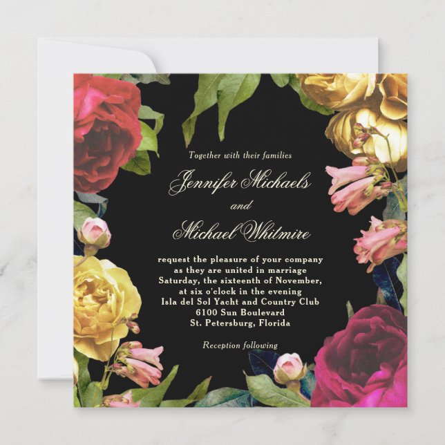 Invitation Mariage coloré de l'artisanat floral (Devant)
