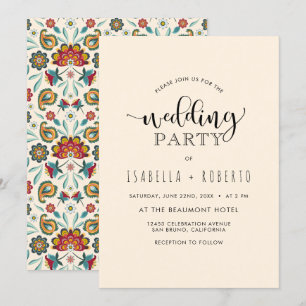 Invitation Mariage coloré floral de batik de l'invitation  